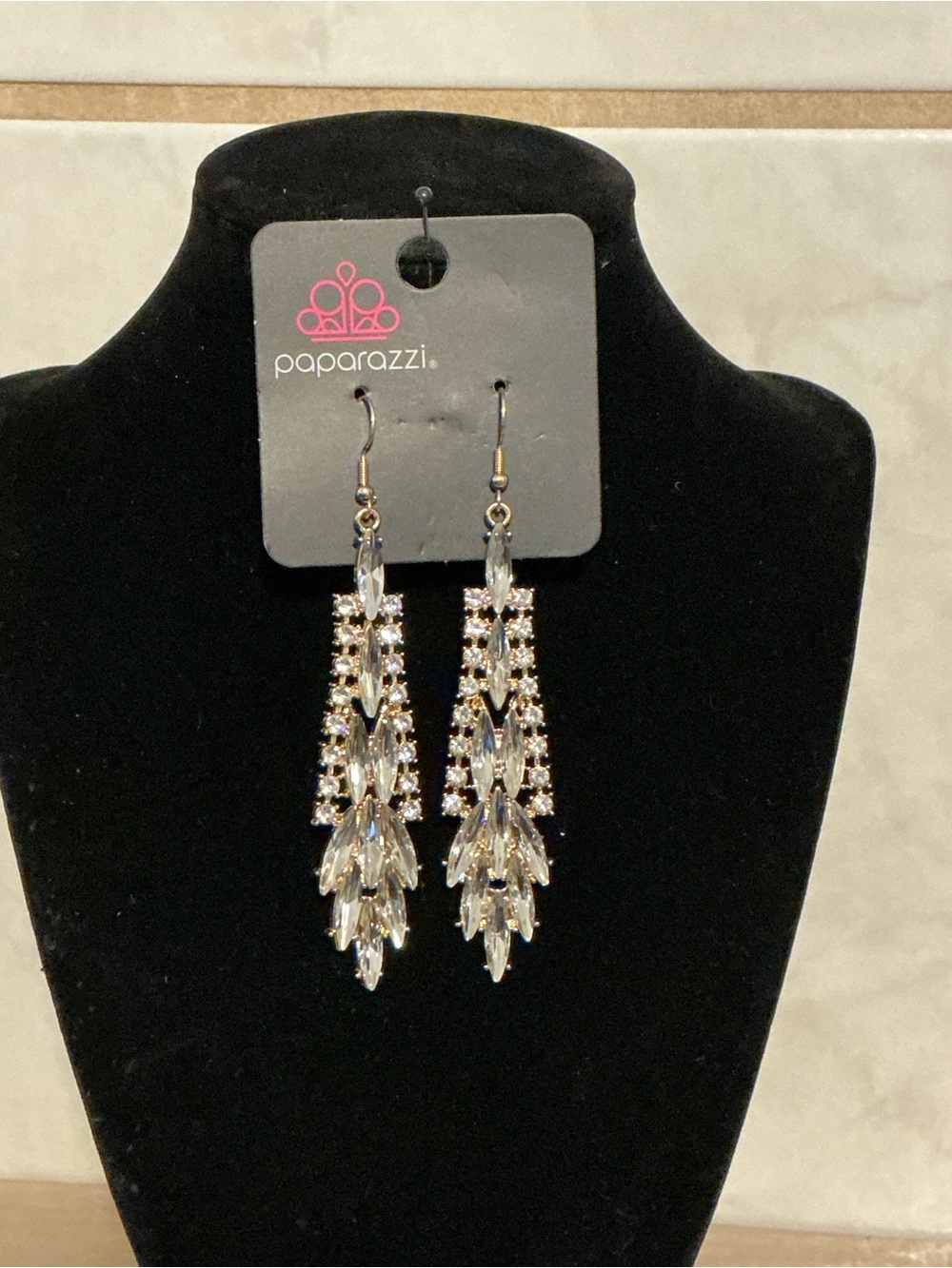 Paparazzi Silver Clear Crystal Chandelier Earrings